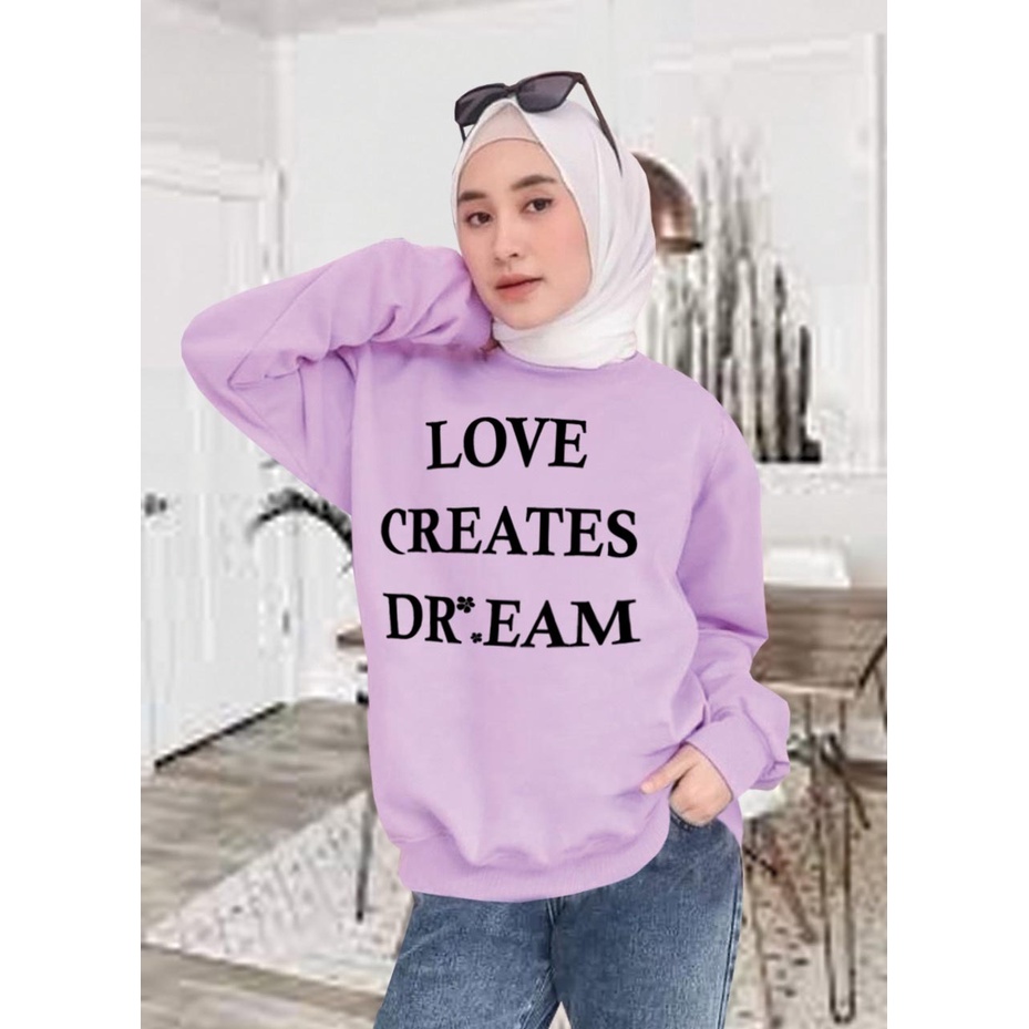 Kaos Lengan Panjang DREAM / Kaos Sweatshirt / Atasan Wanita / Atasan Wanita Lengan Panjang / Atasan Import / Kaos Wanita Blus