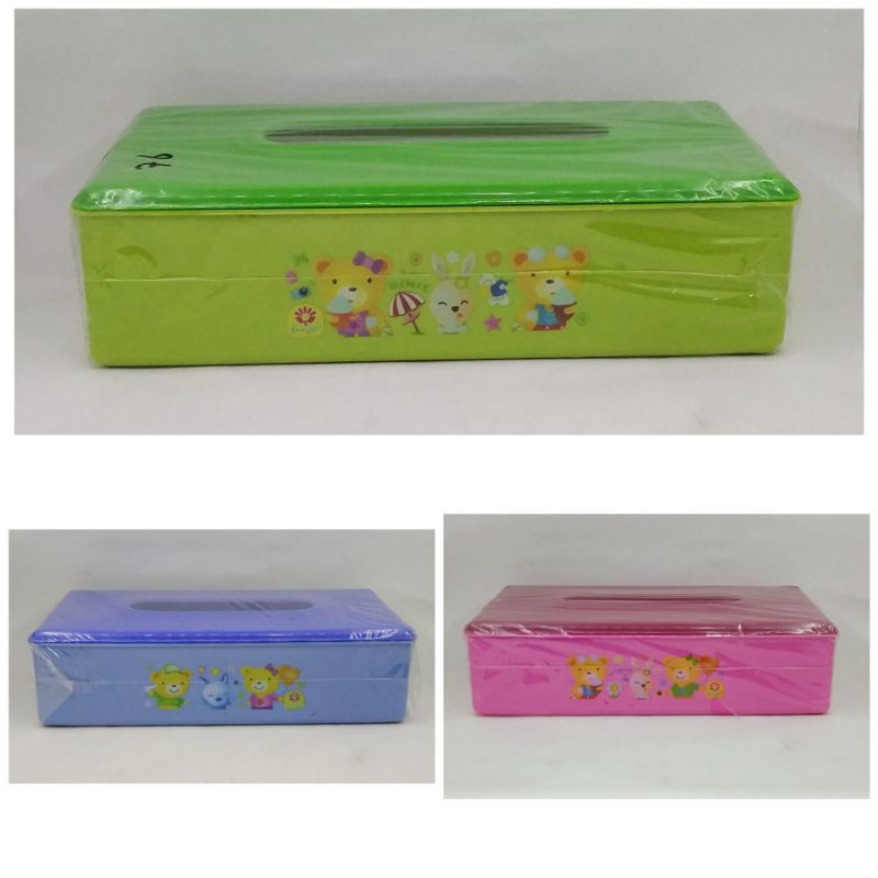 tempat tissu segi kotak karakter motif by sunlife / wadah tissue ceper pendek