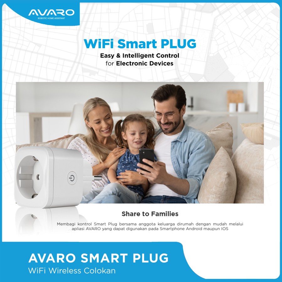 WiFi Smart Plug AVARO- AVARO Smart Plug WiFi 2.4Ghz 16A IoT Smart Home