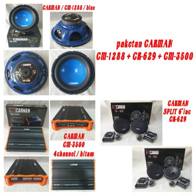 Paket Audio Carman Subwoofer Carman CM 1288 - Power Carman CM-3500 - Split Carman CR-629