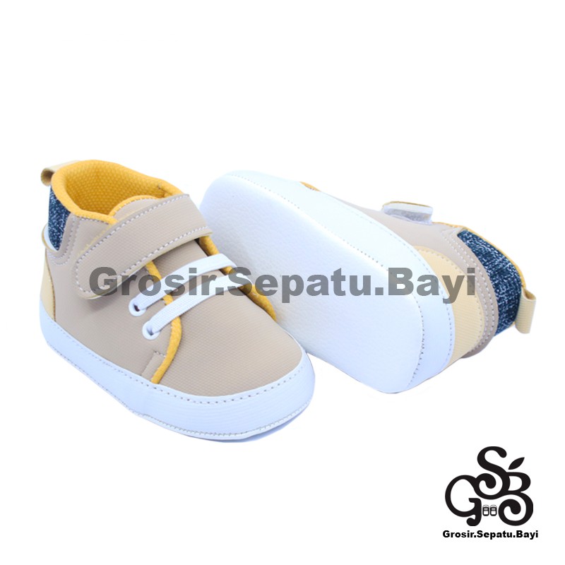 sepatu bayi baby shoes prewalker laki laki perempuan umur 2 - 14 bulan model Basket Case Abu