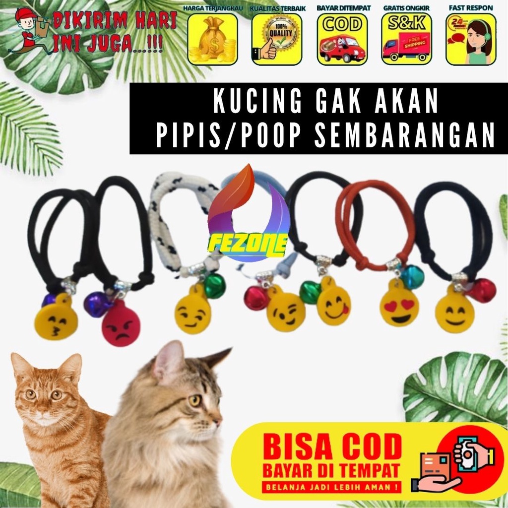 Kalung Kucing Kitten bandul Emoticon Lucu Kalung Hewan Peliharaan Tali Tidak Mudah Lepas Desain Stylish dan Trendi FEZONE