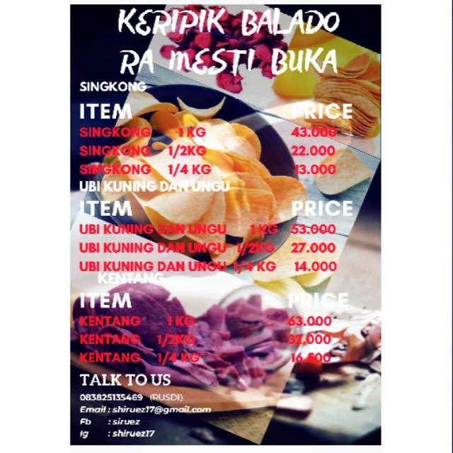 

Price list