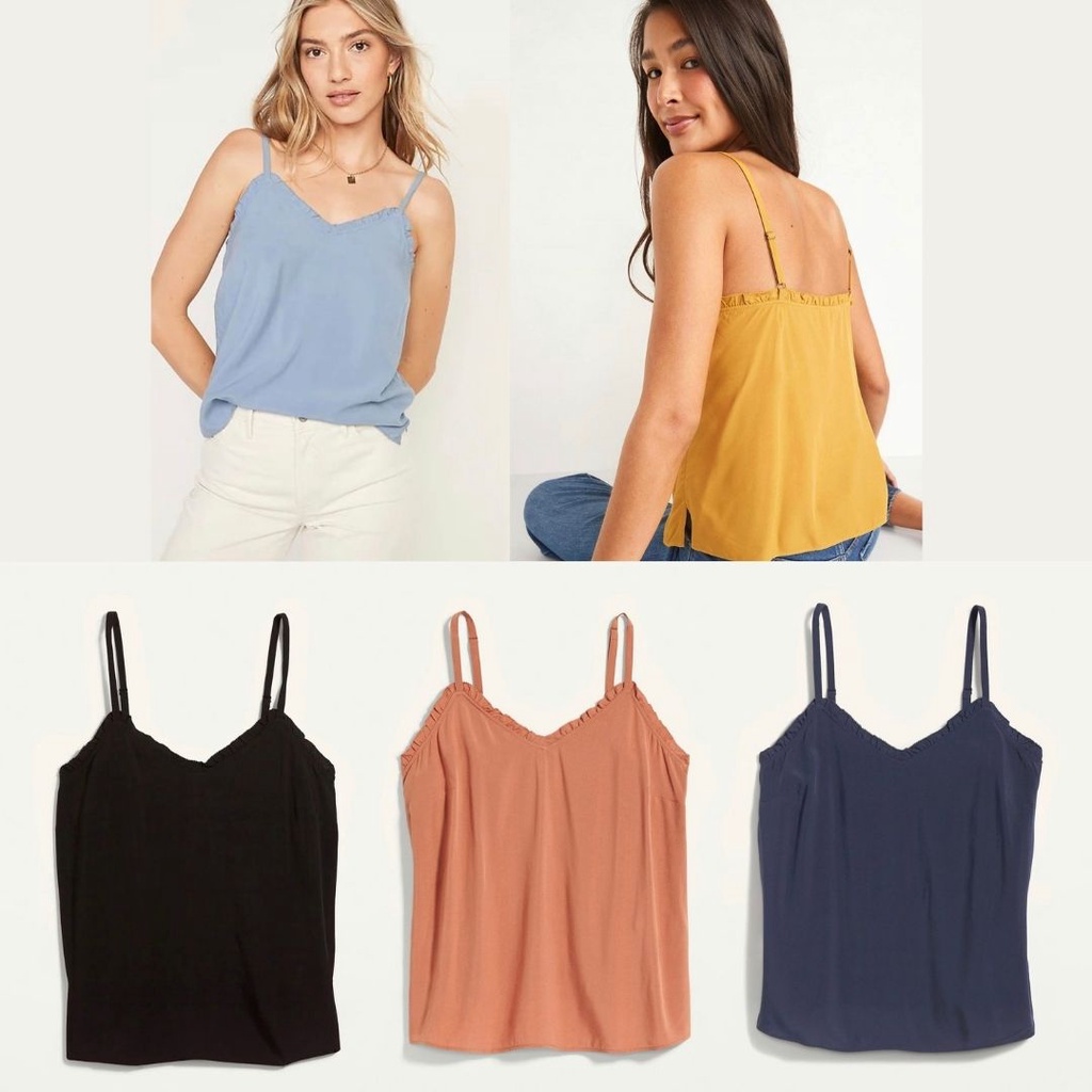 (BUY 3 = 99RB) Old Navy Cami Tanktop - Ruffle V-Neck Camisole Tank Top Wanita - Original Branded - PART 1-5