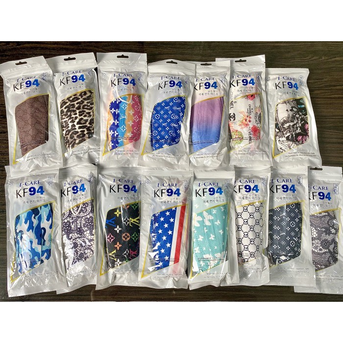 Masker Tebal KF94 Evo Motif Dewasa 4D Icare 4PLY Earloop isi 10pc