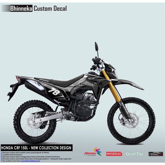 DECAL STICKER CRF 150 GREY DUNLOP