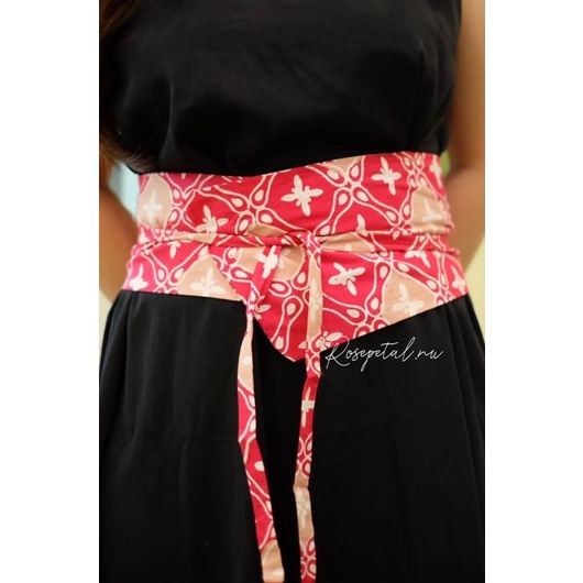 obi belt batik merah / ikat pinggang obi jumputan batik / obi tenun merah