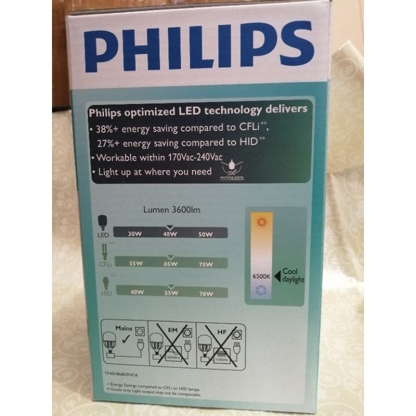 Philips LED 40W Putih Cool Daylight 6500K Lampu True Force 40 W Watt