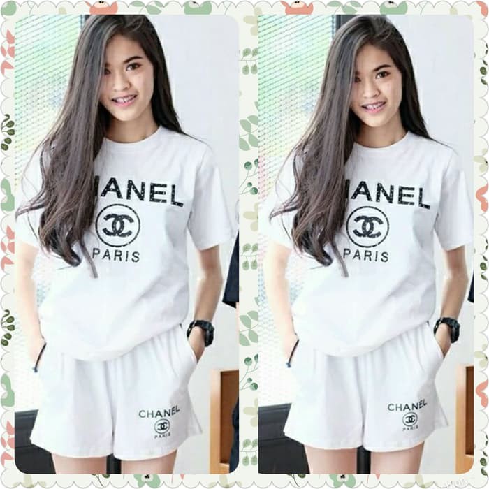Pakaian Set Setelan Baju Celana Fashion Wanita Cewek Perempuan Ce LQ907 Setelan Chanel Paris Ladies