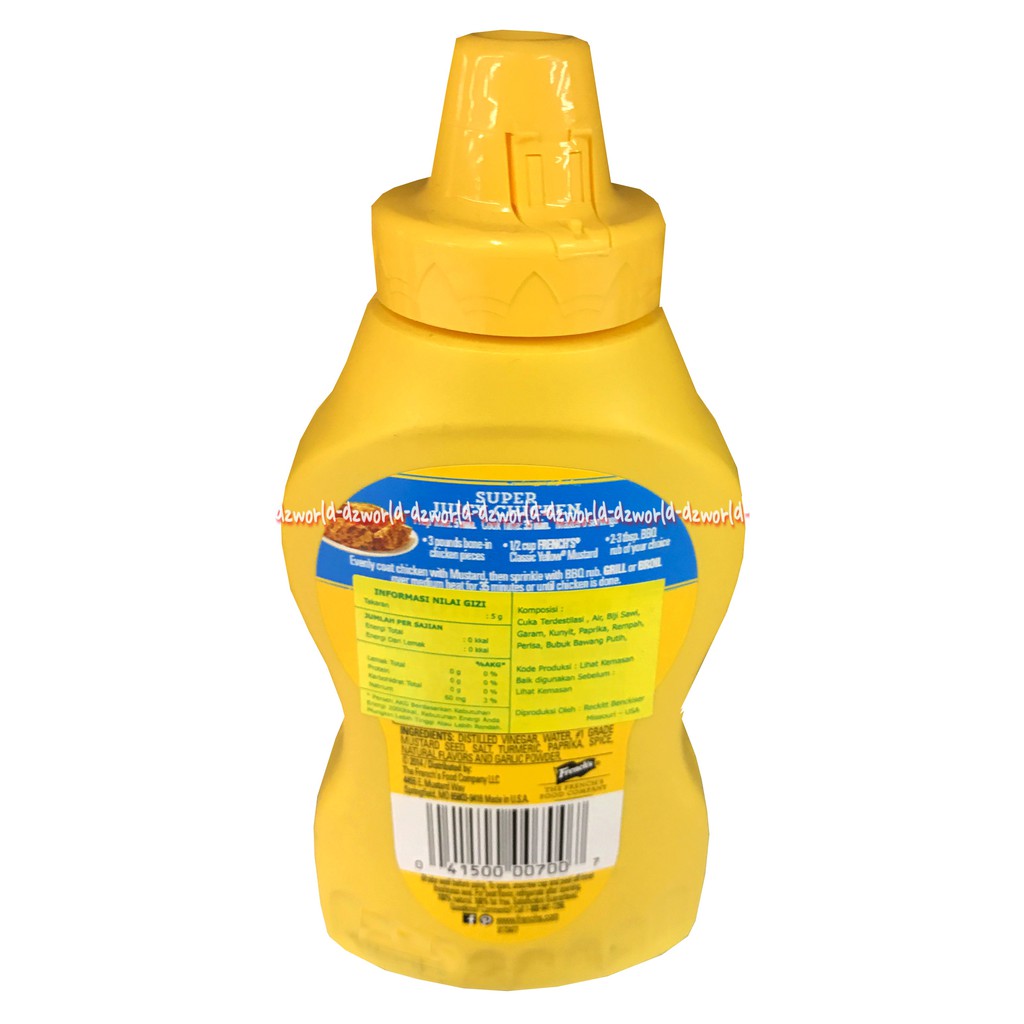 French's Classic Yellow Mustard  226grPenyedap Masakan Franch Tidak Mengandung Lemak Frenchs Klassik