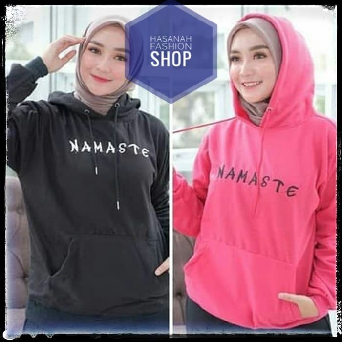 Sweater Wanita Namaste Black Pink | Jaket | Hoodie | Fleece | Hitam | Merah Muda | Jepang | Terbaru
