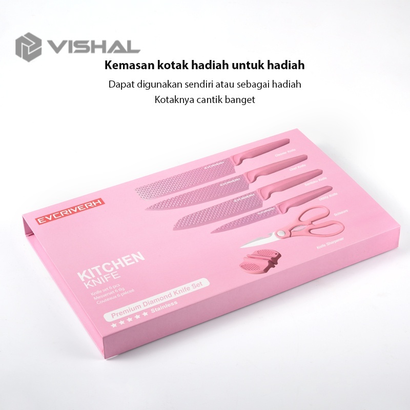 VISHAL Diamond Knives Set Pisau Berlian Cookware Pisau Dapur Anti Lengket VS-1844