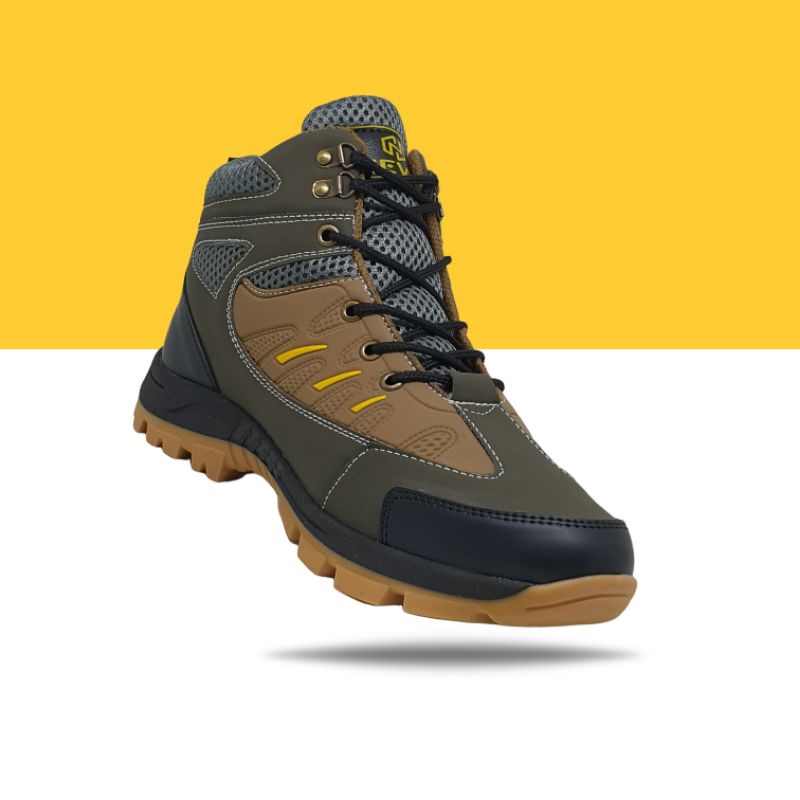 Sepatu Gunung Pria Nevis NVS 16 Original Boots Hiking Outdoor Kerja Lapangan Waterproof Anti Air Hitam 39-43