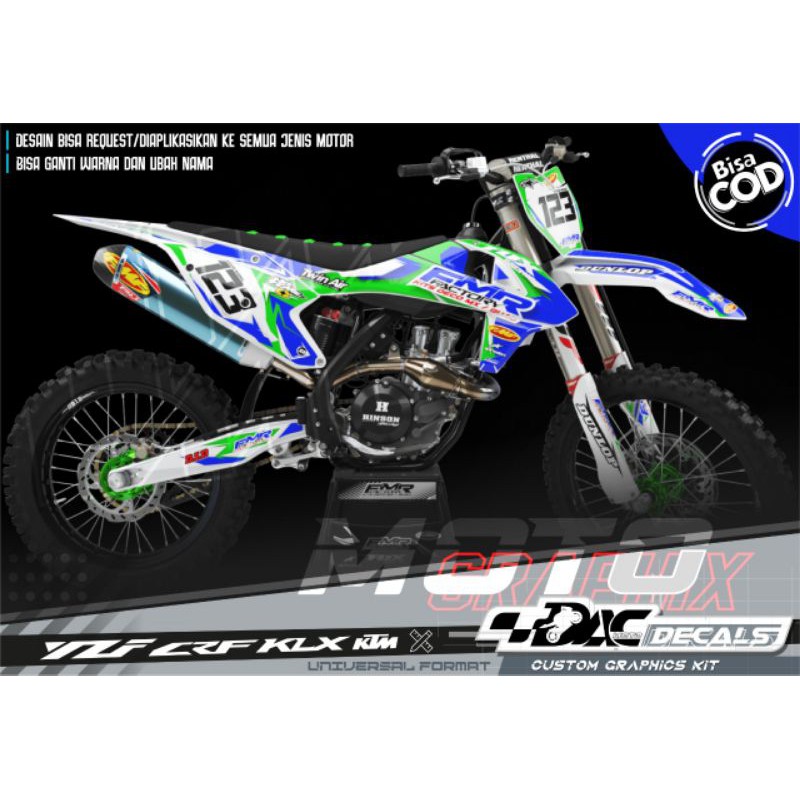 sticker decal full body KLX biru hijau