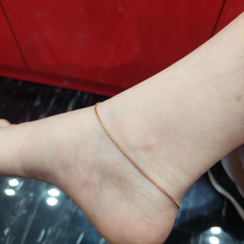 Gelang kaki rantai Italy emas asli cantik manis awet