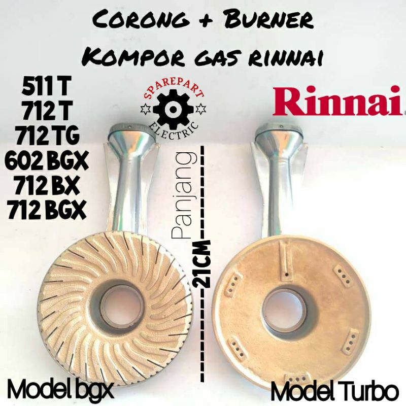 CEROBONG + BURNER 1SET KOMPOR GAS RINNAI TURBO BGX 511T 712 602 BGX