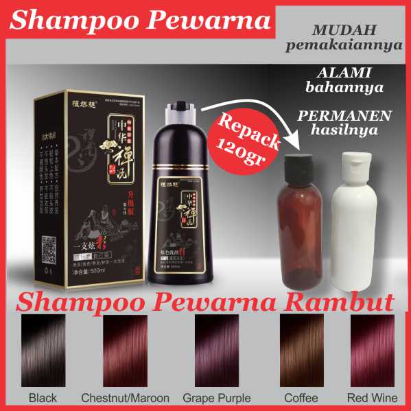 Repack Hair Shampoo Dewa Zen Sampo Herba Penghitam Rambut Permanen Penutup dan Penghilang Uban Cat R