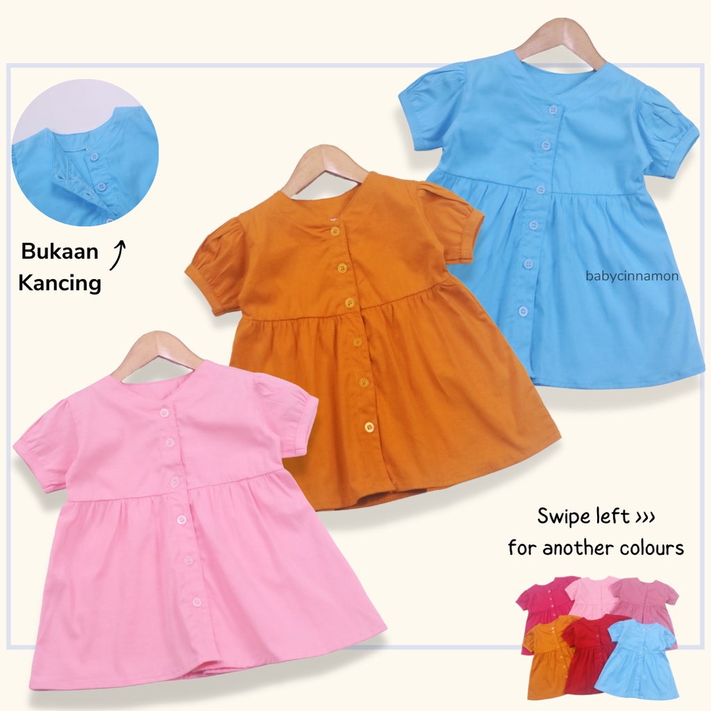 Dress Allysa uk 1-4 Tahun / Baju Polos Lengan Pendek Anak Perempuan Cewek Adem Atasan Tunik