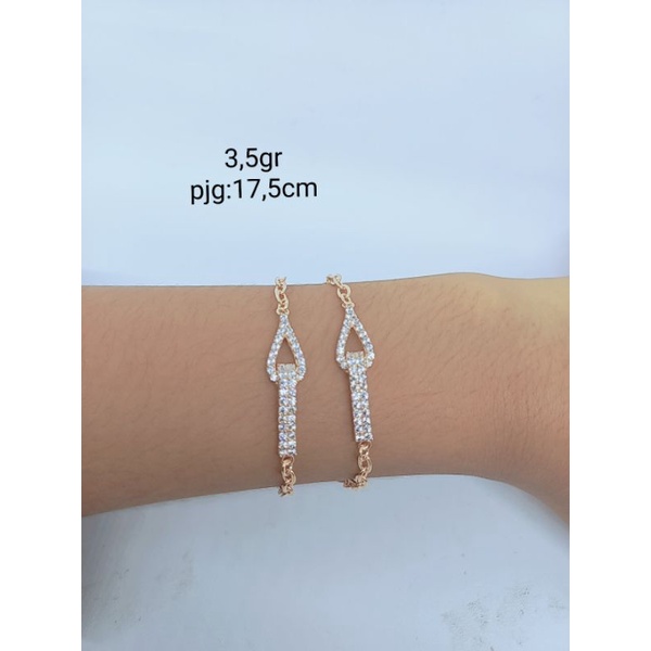 GELANG PERAK ASLI 925 LAPIS EMAS/GELANG RANTAI NORI PENANG MATA PUTIH COR/GELANG ASLI SILVER/GELANG FASHION WANITA