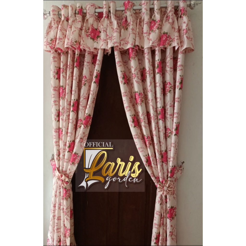 Gorden Jendela Minimalis Motip Bunga Model Poni Hordeng Blackout Tebal Mewah Korden Motip Minimalis