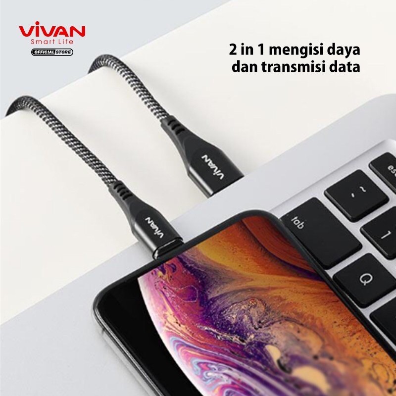 VIVAN Kabel Magnet iPhone Magnetik Fast Charging 2.4A MGL100 Super Strong Quick Charge Lightning