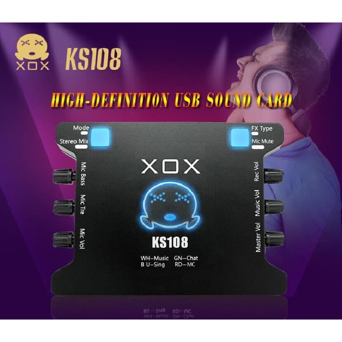 SOUND CARD EXTERNAL XOX KS108 ONLINE RECORDING SMULE KS 108 RECORD USB