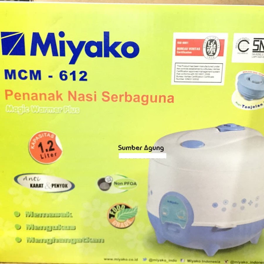 MCM612 Miyako 3 in 1 Rice Cooker 1.2 Liter MCM-612 - Putih