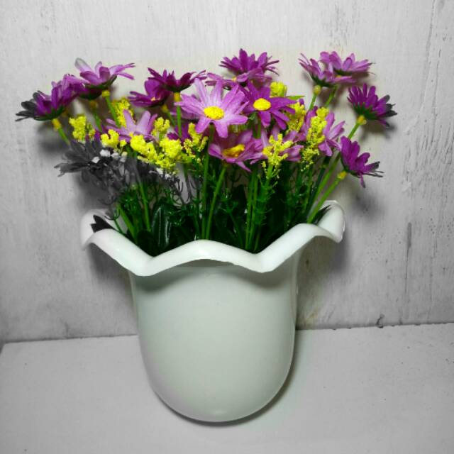 Bunga plastik artificial artifisial POT  DINDING  shabby 