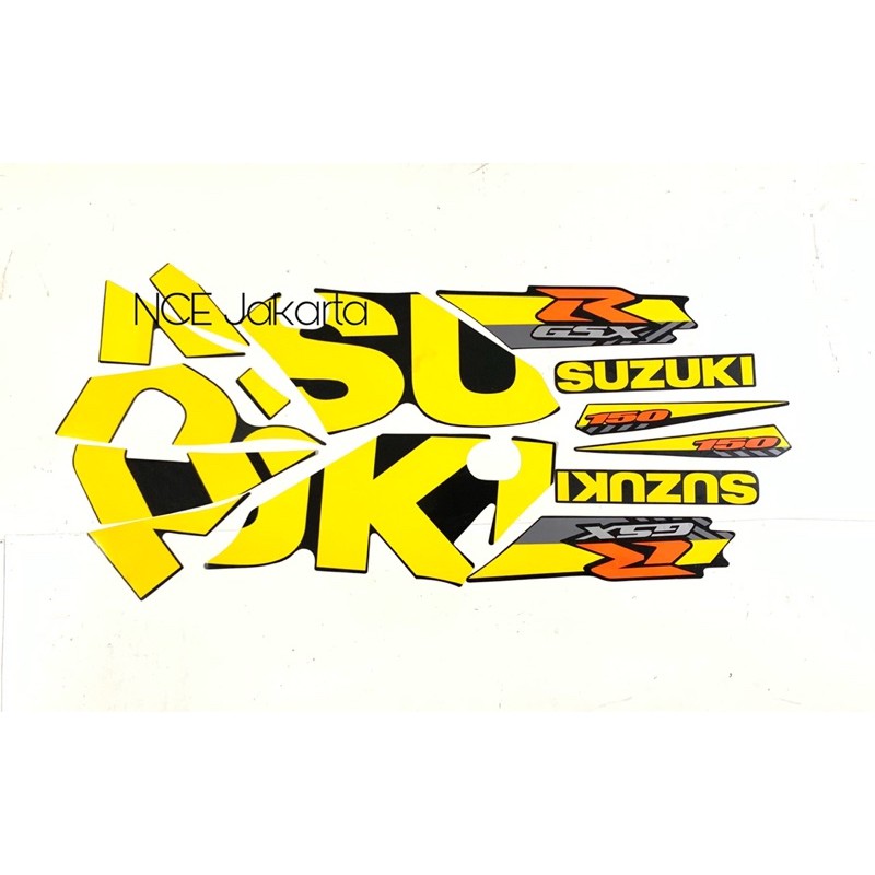 STIKER STRIPING GSX 150 R TAHUN 2016 HITAM LIS KUNING