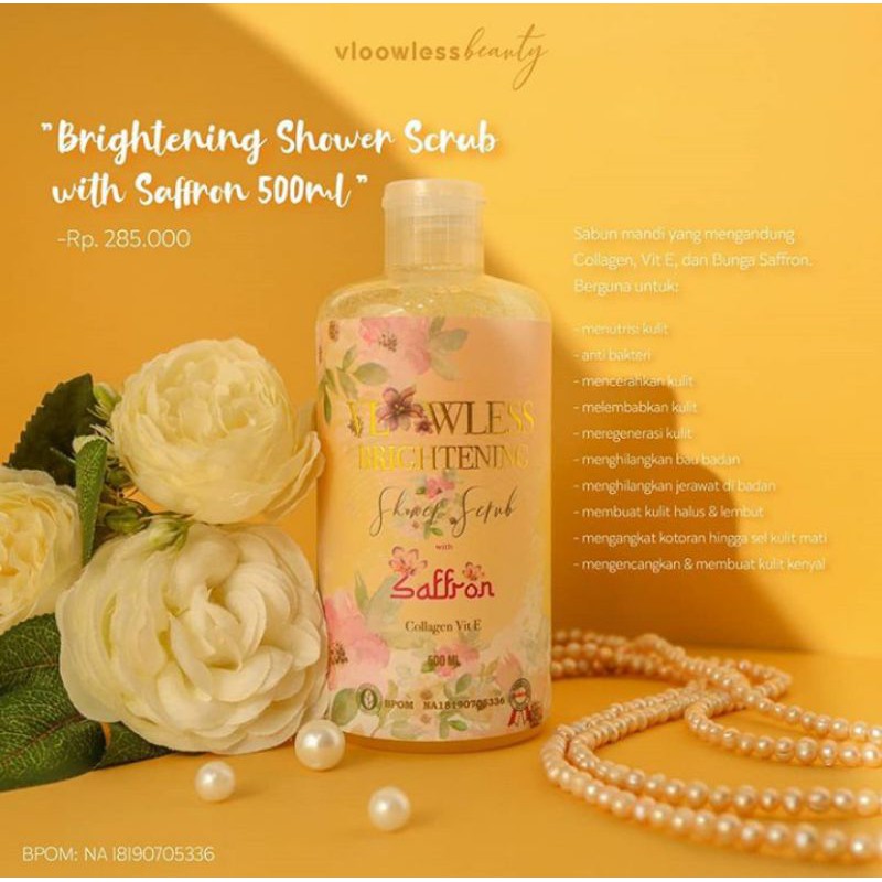 vloowless beauty brightening shower scrub 500ml | @maylizaadelitta