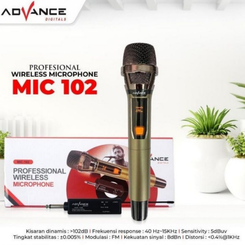 MIC,MIK,MIX, MICROPHONE,MIKROFON KARAOKE WIRELESS TANPA KABEL ORIGINAL ADVANCE 102|MIK KARAOKE TANPA