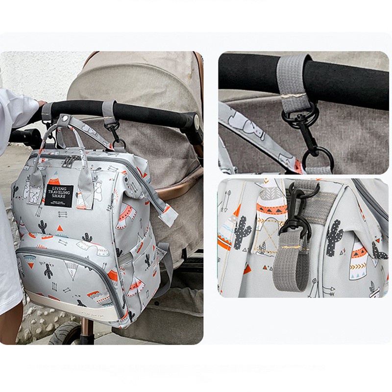 Tas Bayi Ransel Mommy Bag Motif Baby Bayolr Tas Popok Multifungsi Pilihan Mama Tas Ransel Wanita USB Tas Kerja Kantor Kuliah