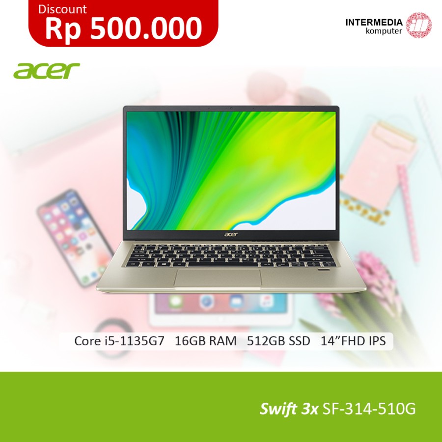 Acer Swift 3x SF314-510G(i5-1135G7/16GB/512GB SSD/14"FHD IPS/Windows)