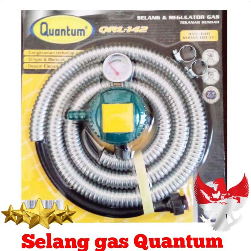 SELANG PAKET REGULATOR KOMPOR GAS QUANTUM + METERAN 022 SNI