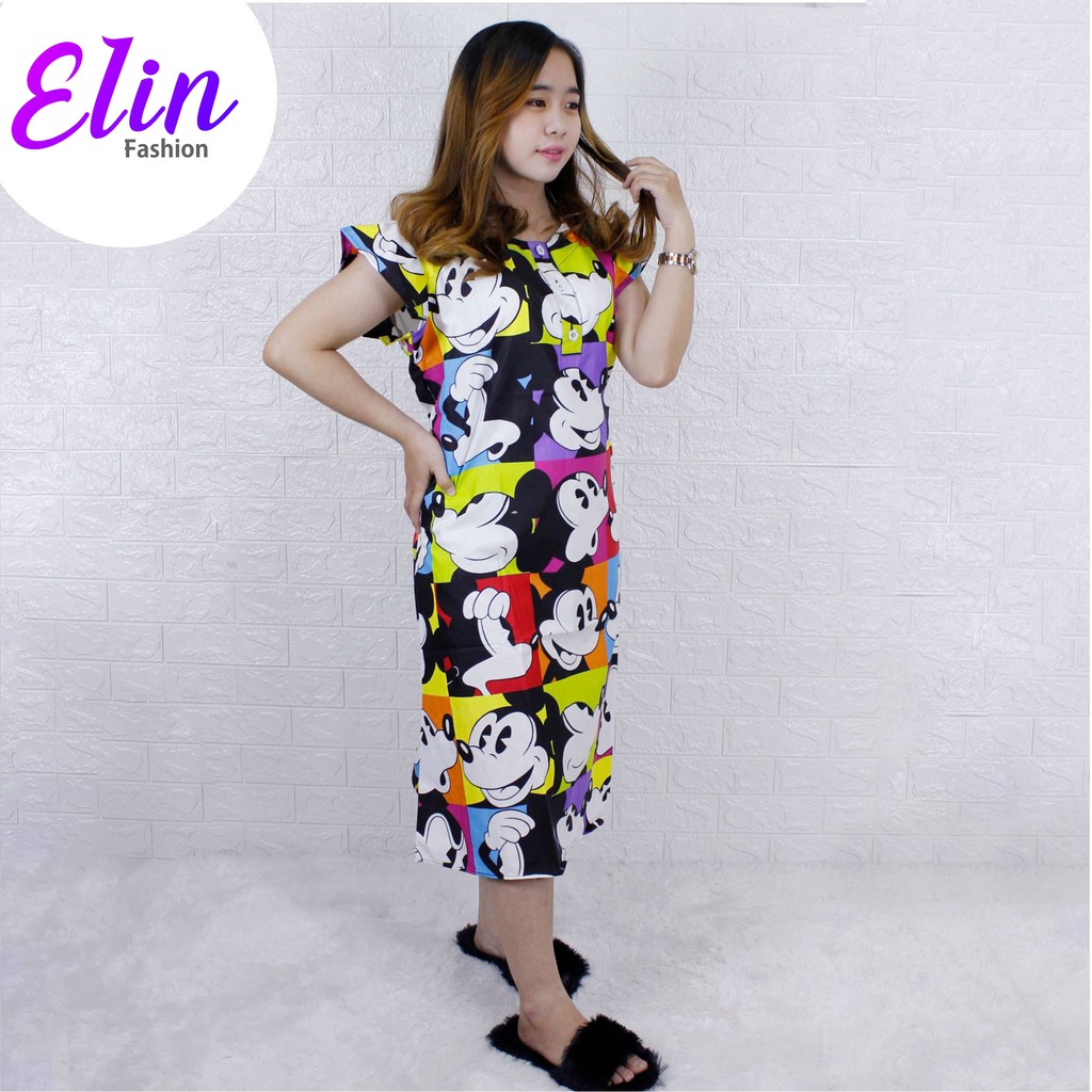 [DASTER SINGLET] Daster Singlet Ibu Hamil - Daster Tidur Wanita Kancing 3 Lengan Pendek Karakter