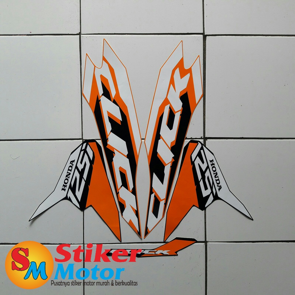 STRIPING STICKER LIS LES POLET BODY MOTOR VARIO TECHNO 125 2018 THAILAND ORANGE