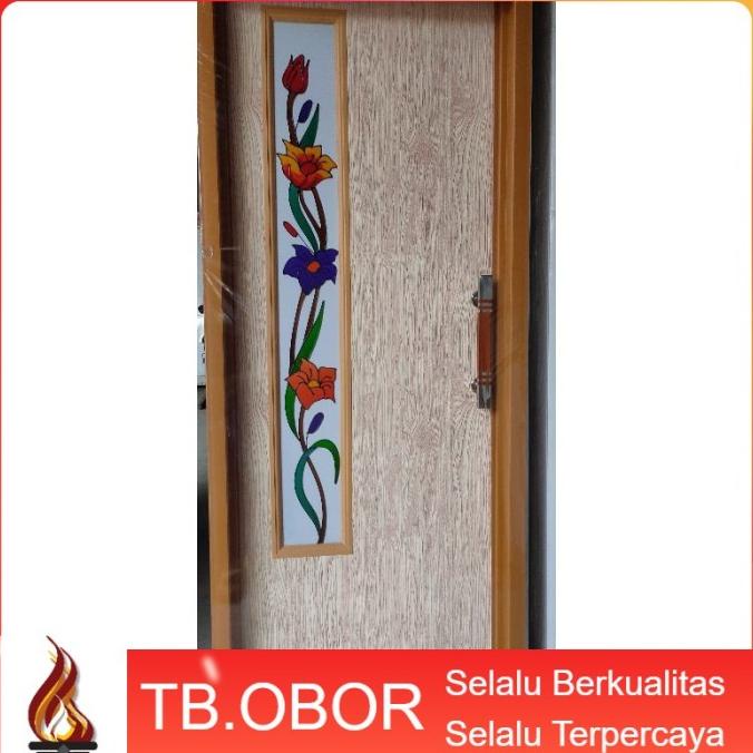 Jual Pintu Kamar Mandi Pvc Motif Kaca Bunga Lukis Gravir Warna Coklat