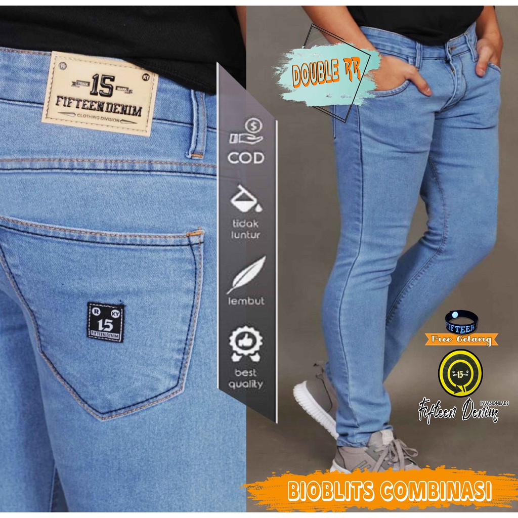 FIFTEEN DENIM celana jeans TERLARIS panjang skinny semi slimfit cowo/cowok/pria murah dan grosir