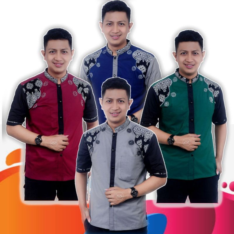 Baju Koko Pria Dewasa Lengan Panjang (Koko Bordir)