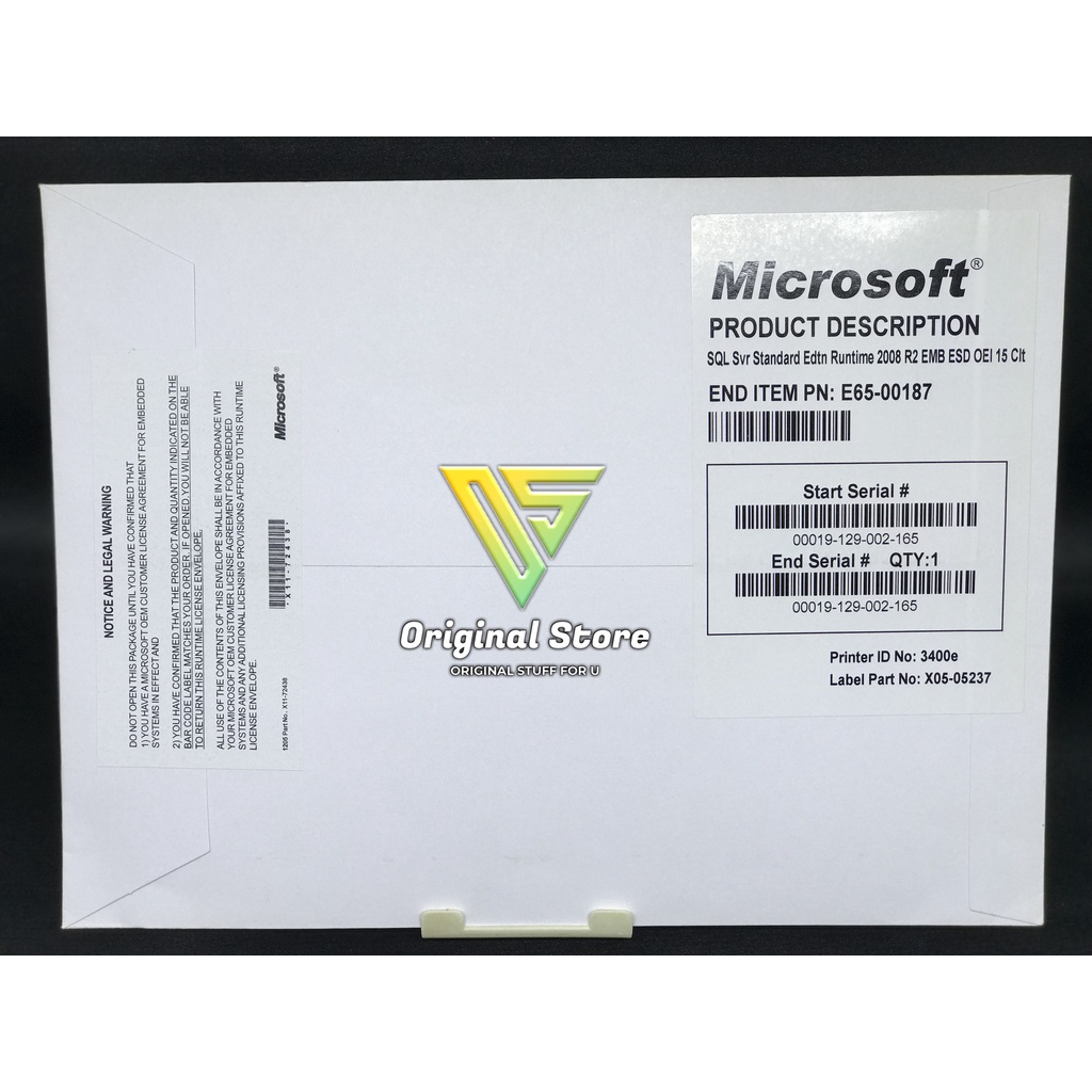 SQL Server Standard 2008 R2 Full Package included 15 client BERGARANSI