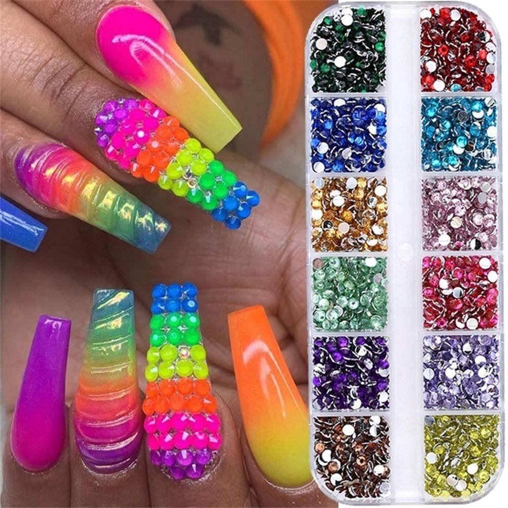 Berlian Imitasi Akrilik 12 Sekat Untuk Dekorasi Nail Art