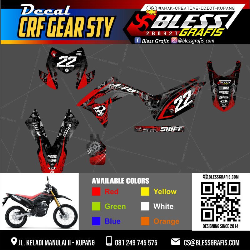 Decal CRF GEAR STY warna Merah