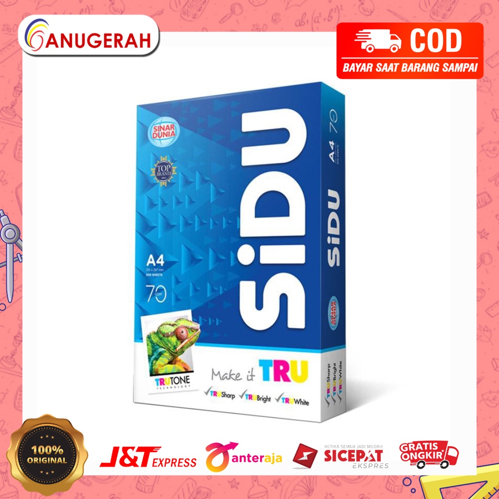 

SIDU A4 70GR HVS KERTAS PRINT / FOTOCOPY