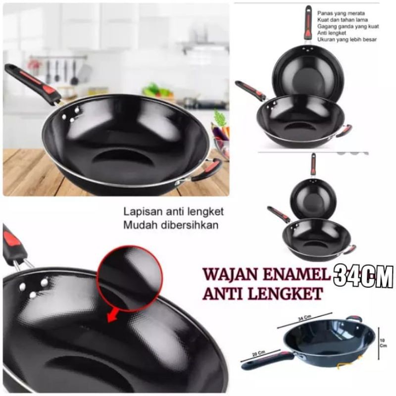 wajan gagang anti lengket uk 34cm