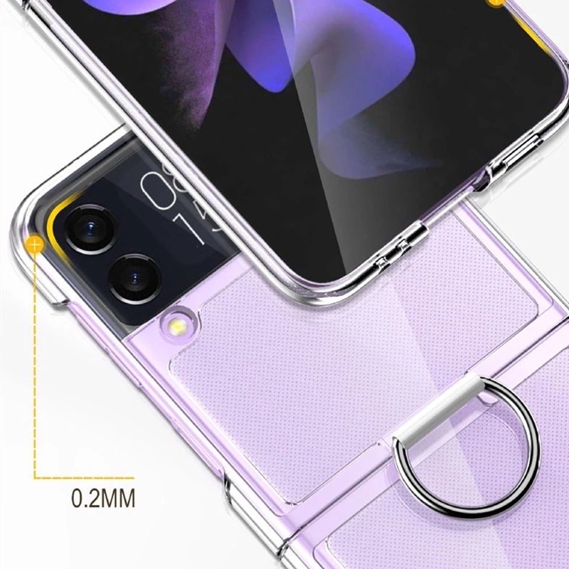 Case for Samsung Galaxy Z Flip 4 Clear Transparent Shockproof Ring Cover