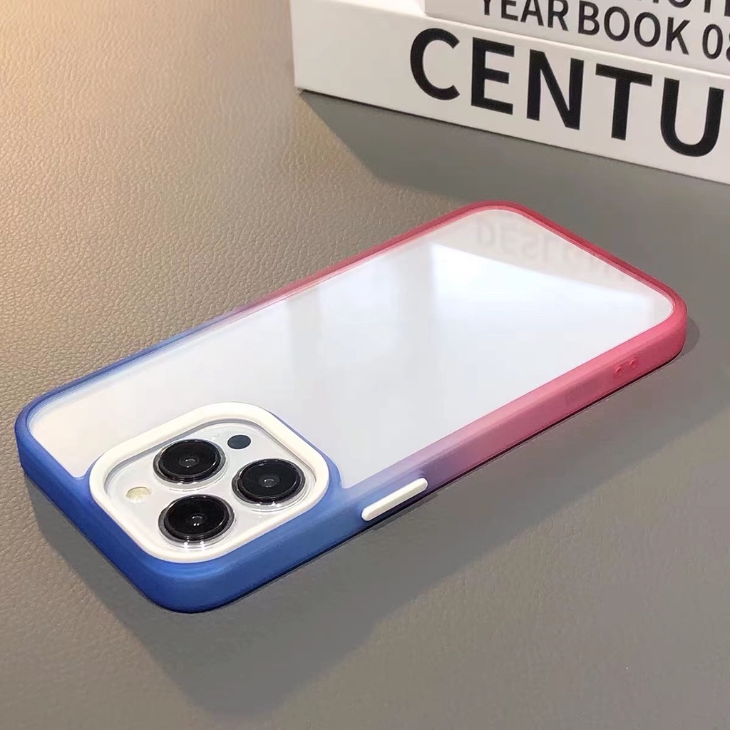 Hard case Transparan Warna Gradasi Pelangi Untuk iPhone 12 Pro Max 13 11 Pro Max