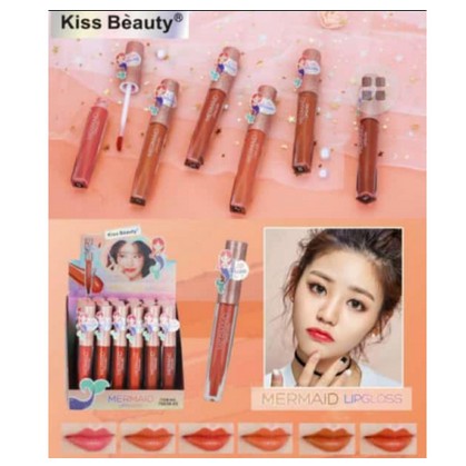 HARGA PERLUSIN - MERMAID LIPGLOSS / Kiss Beauty Matte Peach Lipgloss Duyung