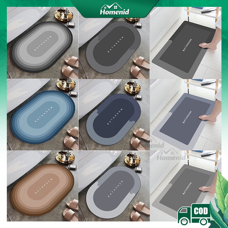 Bright Crown TERBARU Keset Kaki Nyerap Air Diatomite Anti Slip / Keset Batu Kamar Mandi