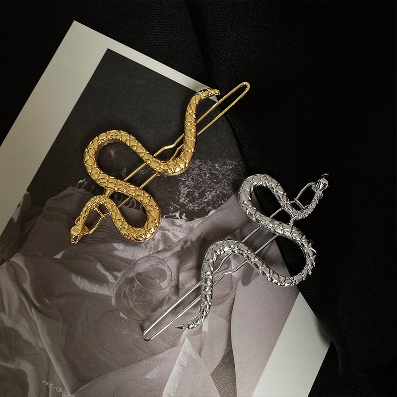 【COD Tangding】Ins Cool Girl Dark Snake Scorpion Snake Winding Creative Personality Hairpin Bang Clip
