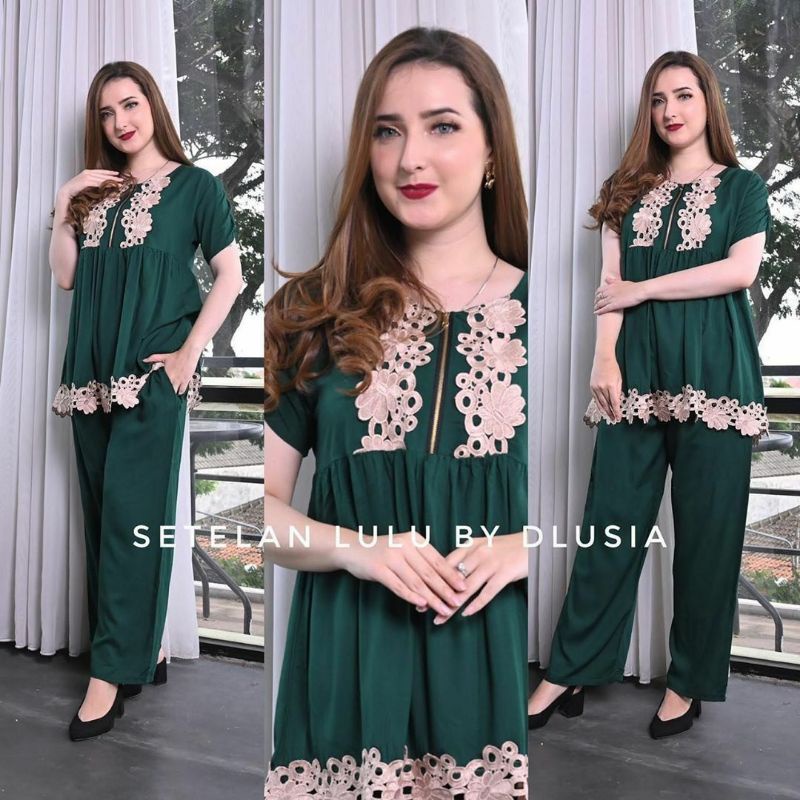 SETELAN ARAB SETELAN RENDA DLUSIA LULU RAYON PREMIUM setelan busui wanita kekinian 2021 setelan cplp